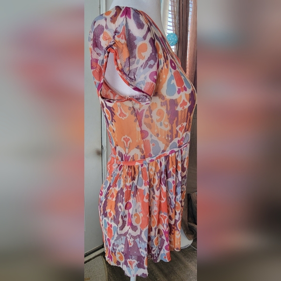 Weston Wear Anthropologie Mesh Flowy Babydoll Top Womens XS Multi Short-Sleeve - Picture 5 of 12